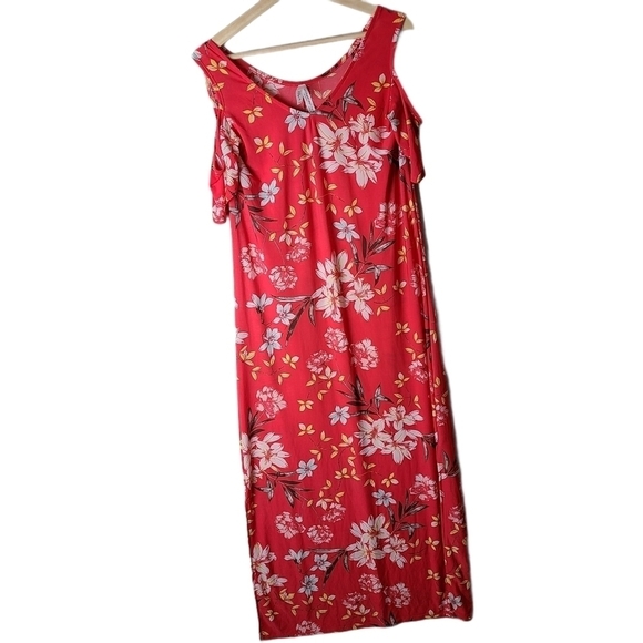 2 Dye 4 red yellow white floral maxi long flared dress - Picture 2 of 16